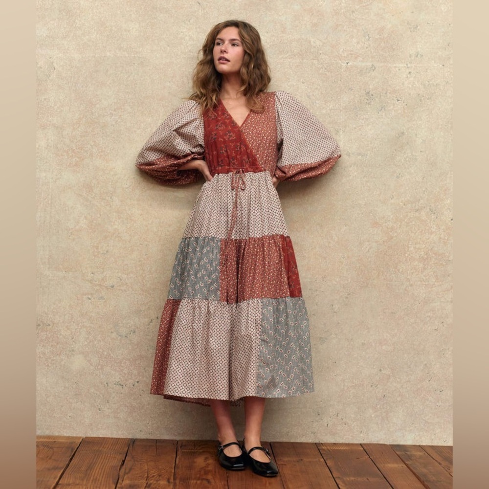 ISO The Gina Dress in Colorblocked Rust